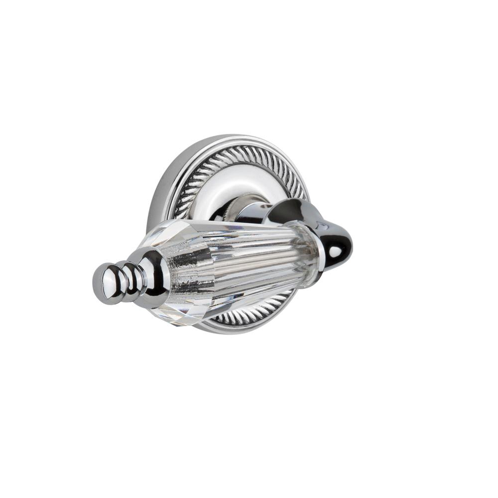 Nostalgic Warehouse ROPPRL Single Dummy Knob Without Keyhole Rope RoKnobte with Parlour Lever in Bright Chrome